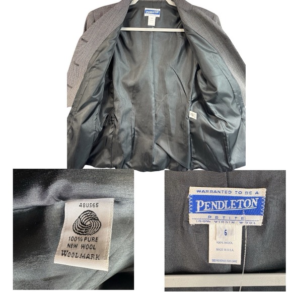 Pendleton Wool Skirt Suit Set Petite 6 Gray 100% Virgin Wool USA - Picture 9 of 11